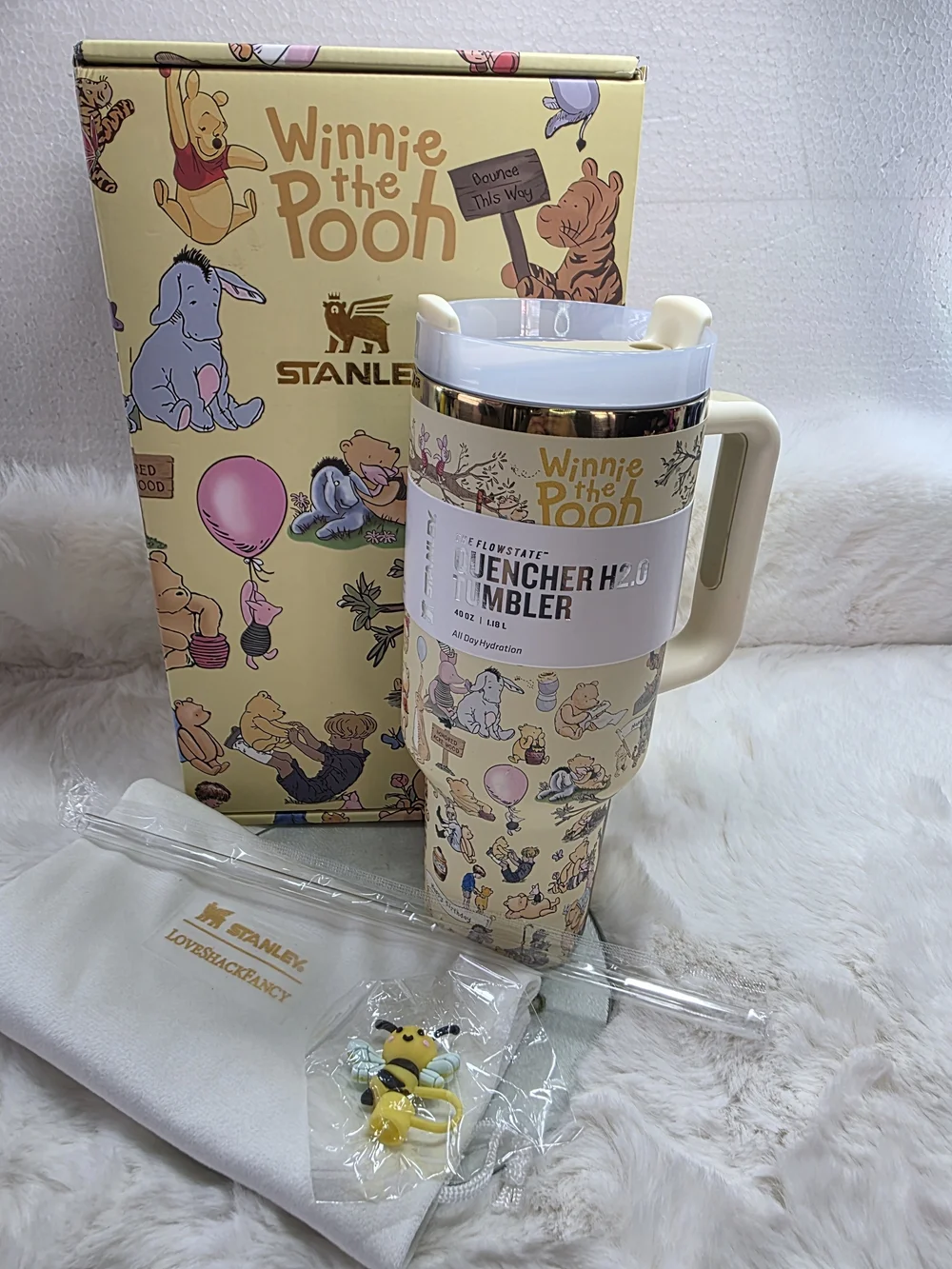 Stanley Winnie the Pooh Cream and Gold Quencher H2.0 Travel Mug - Picture 7 of 8